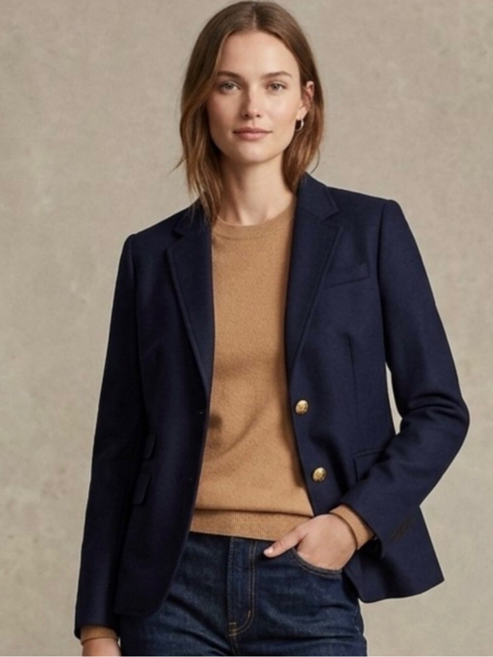 Evan Picone Navy Blazer with Gold Buttons